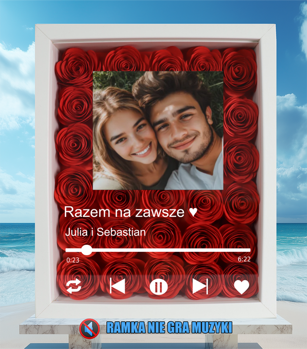 Nasza Własna Piosenka - Prezent dla zakochanych - Ramka 3D z ręcznie wykonanymi różami