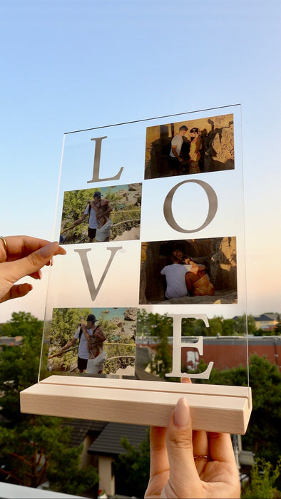 LOVE Kolaż zdjęć - Prezent dla zakochanych - Druk na szkle z podstawką - KochamCie.pl 