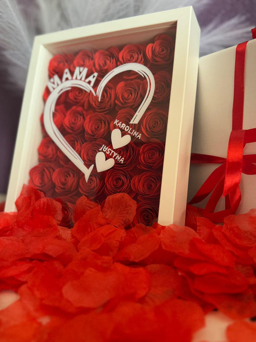 Kochane Dzieci - Prezent dla Mamy - Ramka 3D z ręcznie wykonanymi różami - KochamCie.pl 