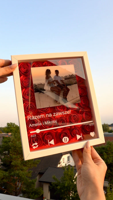 Zdjęcie i cytat - Prezent na każdą okazję - Ramka 3D z ręcznie wykonanymi różami - KochamCie.pl 