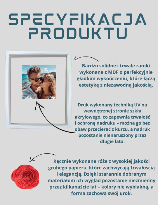 Najlepsza Babcia  - Prezent dla Babci - Ramka 3D z ręcznie wykonanymi różami