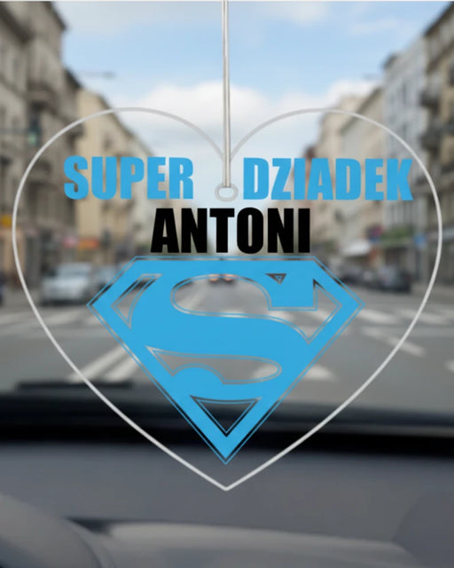 Prezent dla dziadka - personalizowana zawieszka do samochodu z imieniem dziadka 