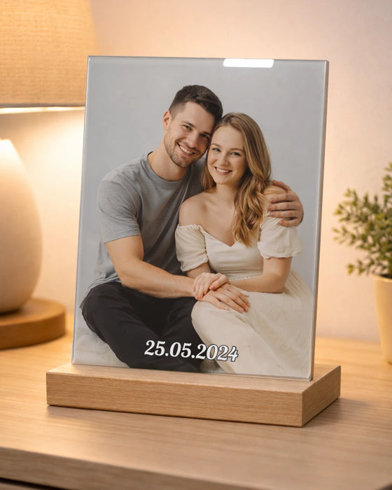 Nasze zdjęcie i data - Dla zakochanych - Druk na szkle z podstawką - KochamCie.pl 