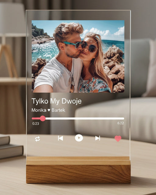 nasza piosenka zakochanych, druk na szkle z podstawką