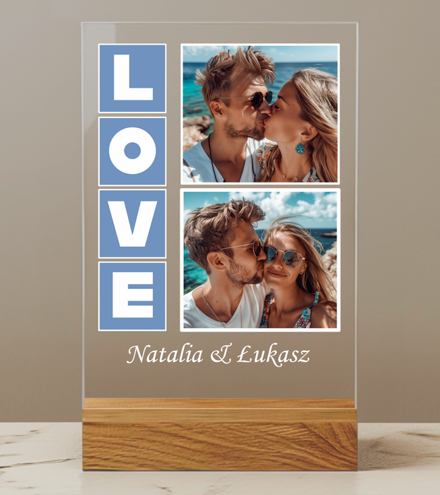 LOVE Zdjęcia zakochanych - Prezent dla zakochanych - Druk na szkle z podstawką - KochamCie.pl 