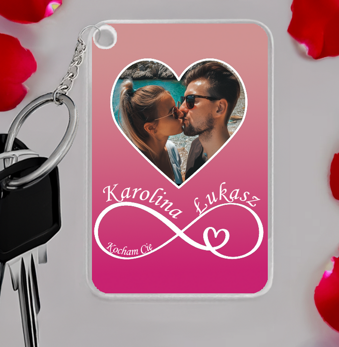 Zakochani na zawsze - Prezent dla zakochanych - Personalizowany breloczek do kluczy - KochamCie.pl 