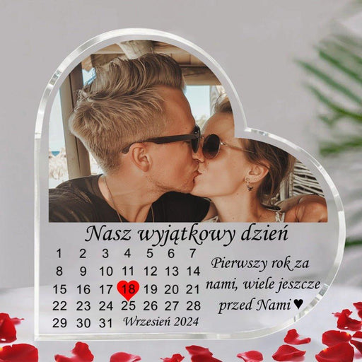 Ważna Data - Nasza Rocznica - Prezent dla Zakochanych - Druk na szkle w kształcie serca - KochamCie.pl 