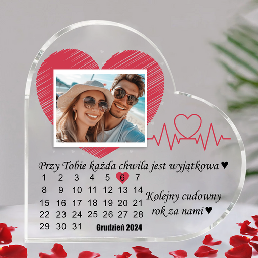 Rocznicowe serce - Ważny Dzień - Prezent dla Zakochanych - Druk na szkle w kształcie serca - KochamCie.pl 