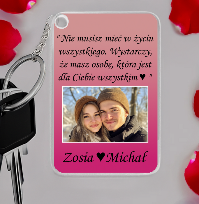 Miłosny cytat - Prezent dla zakochanych - Personalizowany breloczek do kluczy - KochamCie.pl 