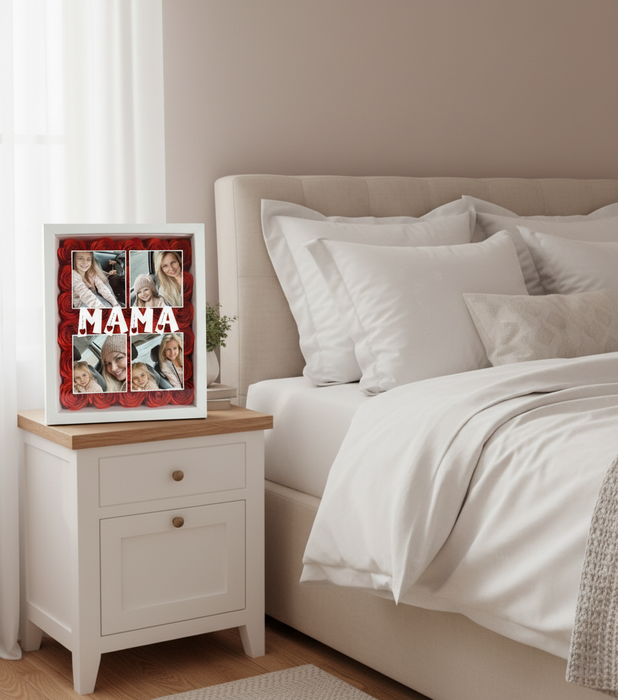 Mama kolaż 4 zdjęć - Prezent dla Mamy - Ramka 3D z ręcznie wykonanymi różami - KochamCie.pl 
