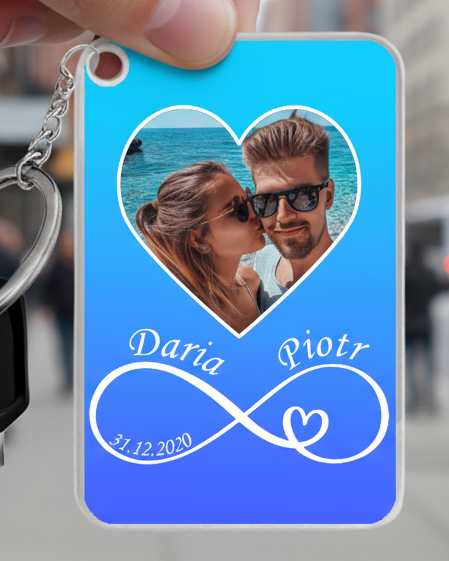 Zakochani na zawsze - Prezent dla zakochanych - Personalizowany breloczek do kluczy - KochamCie.pl 