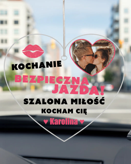 Prezent dla chłopaka i dziewczyny - Miłosny prezent dla zakochanych - |Zawieszka ze zdjęciem na lusterko