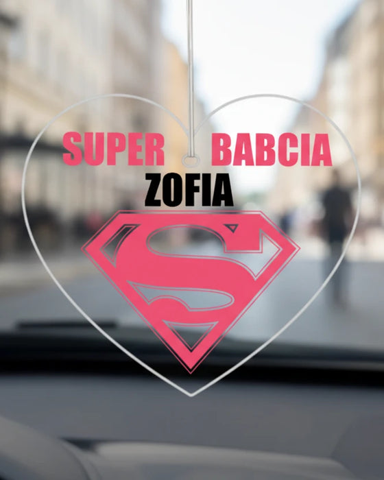 Prezent dla super babci - personalizowana zawieszka do samochodu dla babci - od wnuków - od dzieci