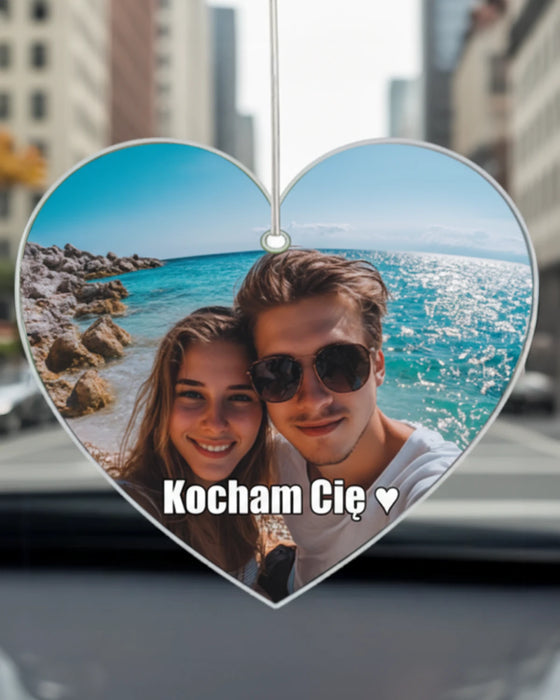 Zdjęcie i tekst - Prezent na każdą okazję -  Personalizowana zawieszka do samochodu