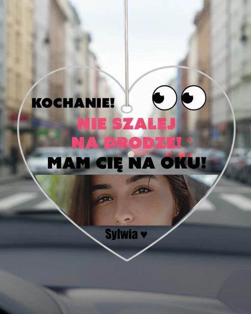 Personalizowana zawieszka ze zdjęciem oczu dla chłopaka - prezent dla chłopaka do auta