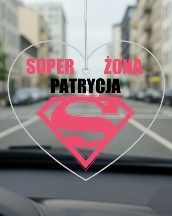Zawieszka do samochodu dla najlepszej żony - super żona - Prezent dla żony